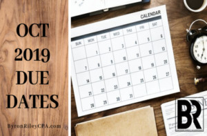Oct 2019 Tax Due Dates